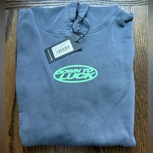 NWT. Unisex Cold Culture MEDIUM Down to Luck Hoodie- dark blue